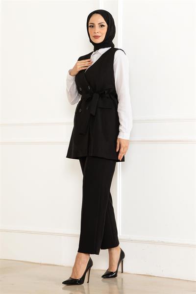 Kemer Detaylı İkili Takım Siyah 19232