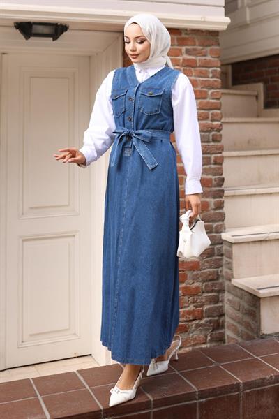 Kemer Detaylı Kot Jile Açık Mavi 19246