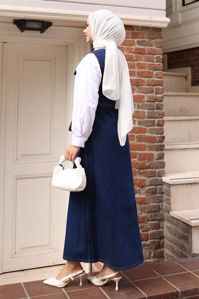 Kemer Detaylı Kot Jile Koyu Mavi 19246