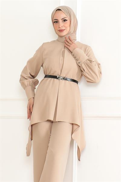 Kemer Detaylı Takım Bej 19001