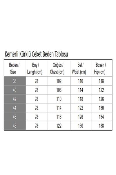 Kemerli Kürklü Ceket Beyaz 19278