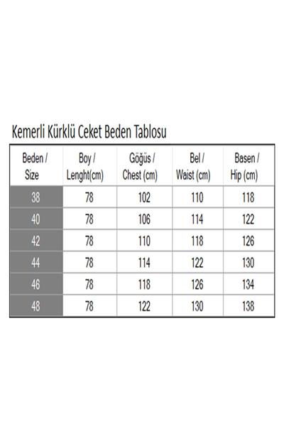 Kemerli Kürklü Ceket Gri 19278