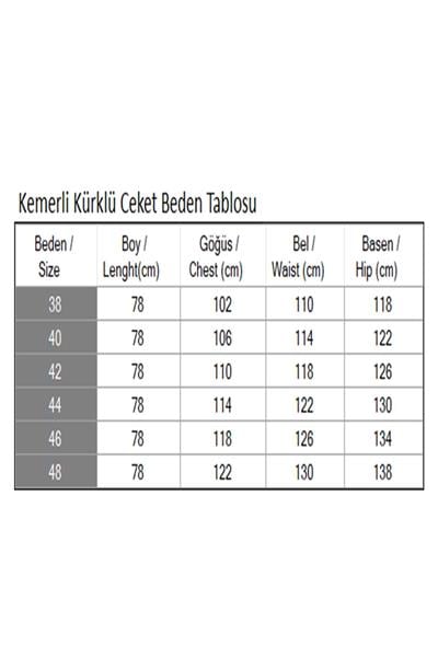 Kemerli Kürklü Ceket Siyah 19278
