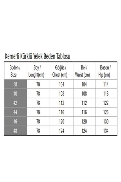 Kemerli Kürklü Yelek Beyaz 19372