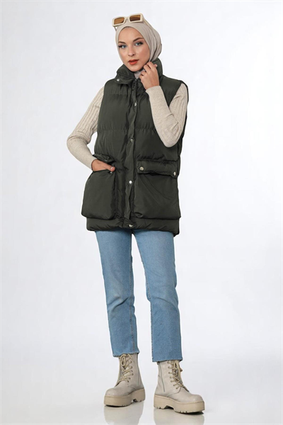 Körüklü Şişme Yelek Haki 9470