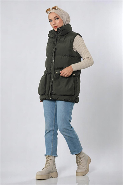 Körüklü Şişme Yelek Haki 9470