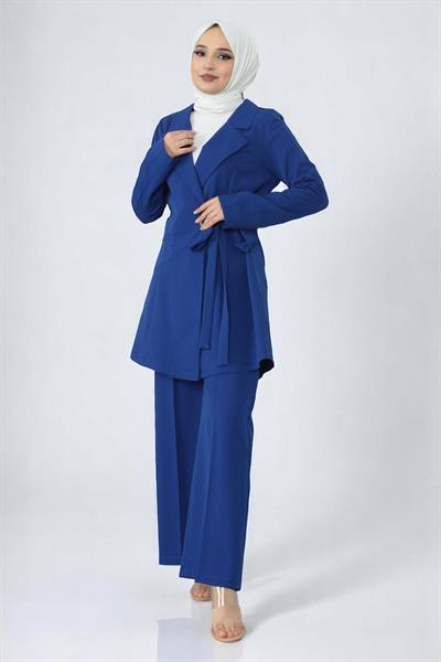 Kuşak Detaylı Takım İndigo 19106