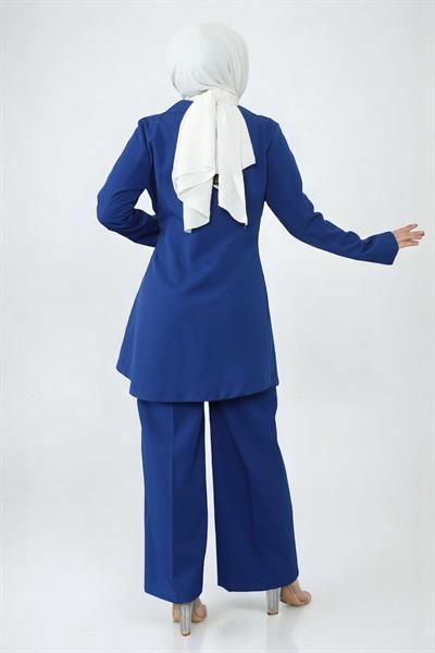 Kuşak Detaylı Takım İndigo 19106