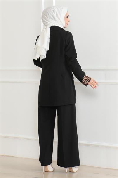 Leopar Desenli Takım Siyah 19218