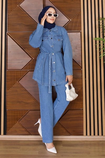 Luna Denim Takım Açık Mavi 19299