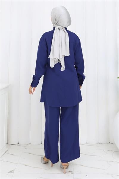 Minimal Taşlı Takım İndigo 19367