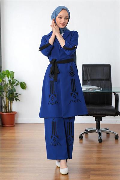 Nakış Detaylı Takım İndigo 19002