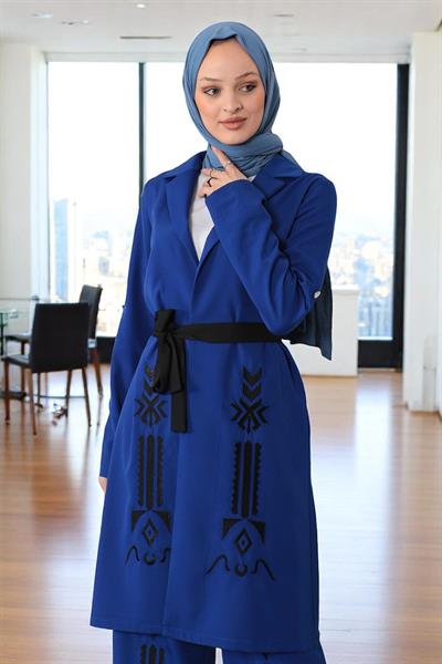 Nakış Detaylı Takım İndigo 19002