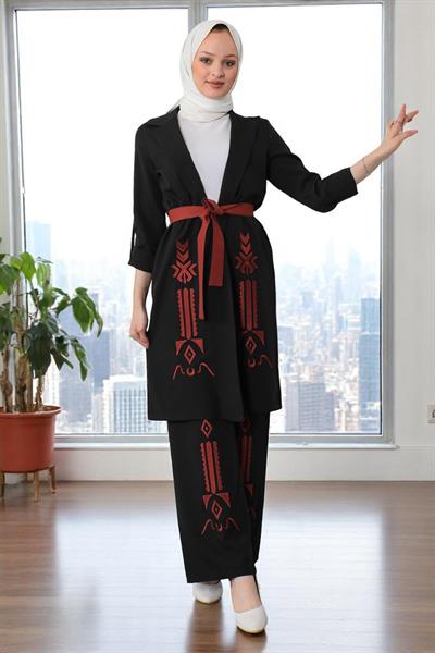 Nakış Detaylı Takım Siyah 19002