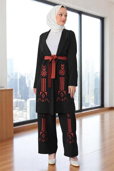 Nakış Detaylı Takım Siyah 19002