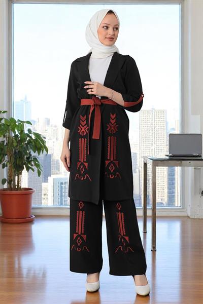 Nakış Detaylı Takım Siyah 19002