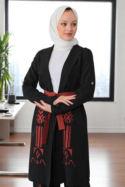 Nakış Detaylı Takım Siyah 19002