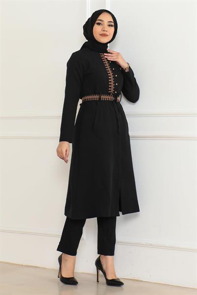 Nakış Detaylı Takım Siyah 6145