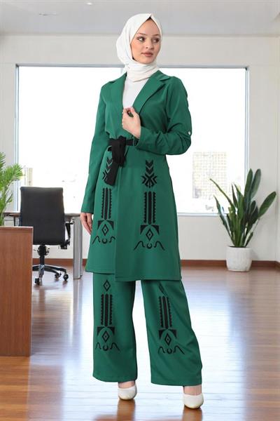 Nakış Detaylı Takım Zümrüt 19002