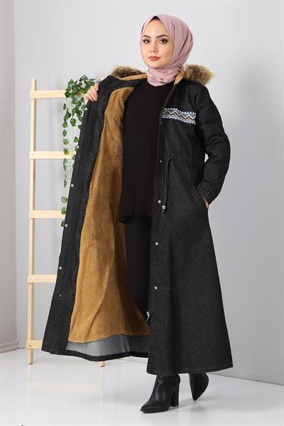 Nakışlı Kot Mont Füme 9492