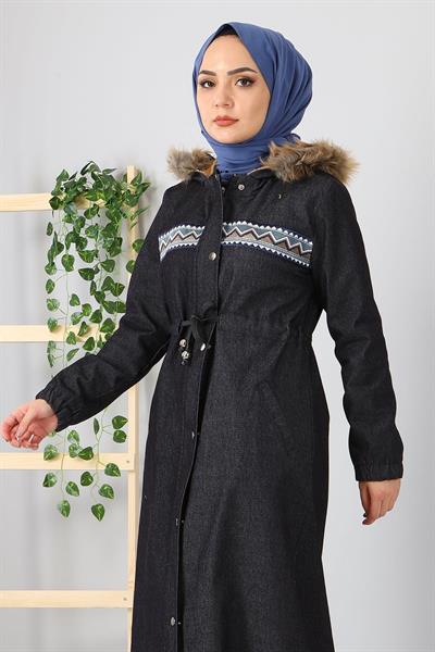 Nakışlı Kot Mont Gri 9492