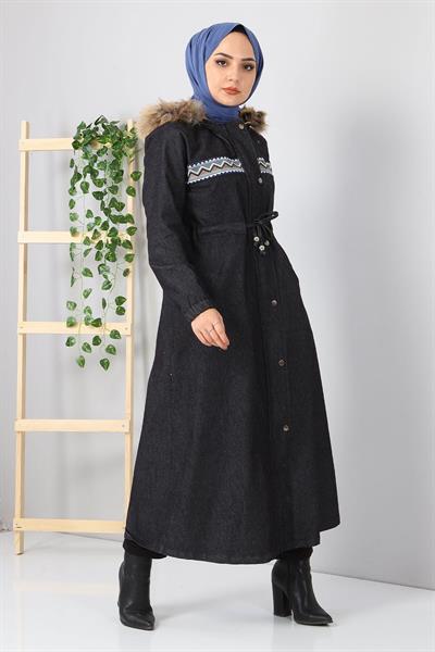 Nakışlı Kot Mont Gri 9492