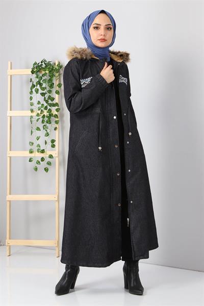 Nakışlı Kot Mont Gri 9492