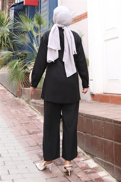 Parıltı Taş Detaylı Takım Siyah 19264