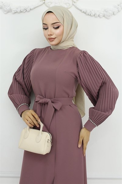 Piliseli Yırtmaçlı Takım Gül Kurusu 19239