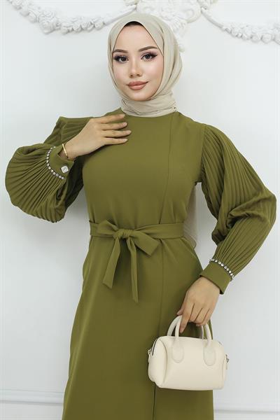 Piliseli Yırtmaçlı Takım Haki MSW19239-2