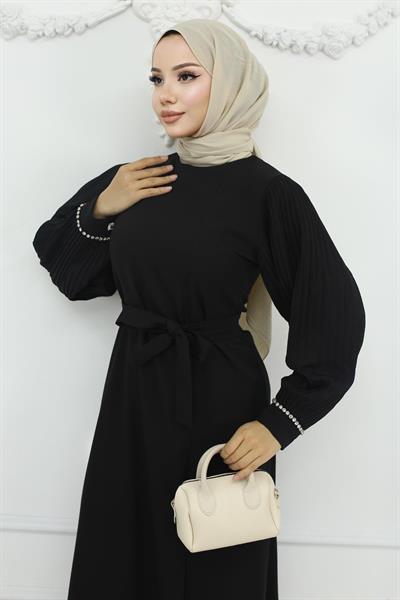 Piliseli Yırtmaçlı Takım Siyah 19239