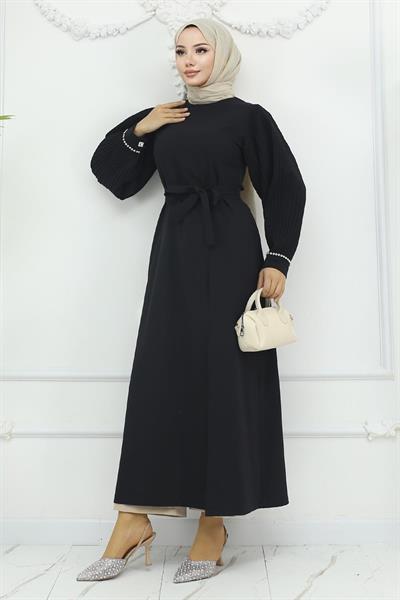 Piliseli Yırtmaçlı Takım Siyah 19239