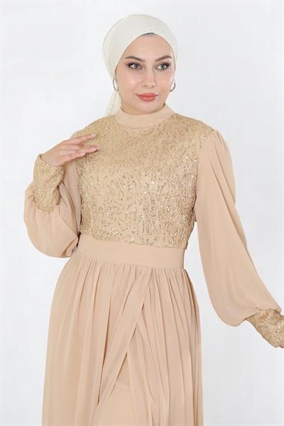 Pulpayetli Şifon Takım Gold 19190