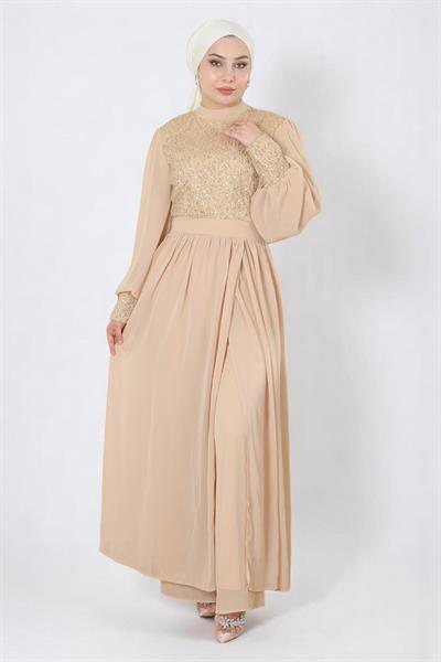 Pulpayetli Şifon Takım Gold 19190