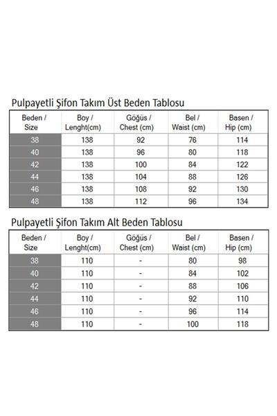 Pulpayetli Şifon Takım Gold 19190
