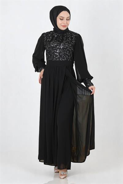 Pulpayetli Şifon Takım Siyah 19190