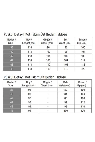 Püskül Detaylı Kot Takım Füme 19243