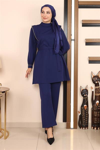 Şerit Detaylı Takım İndigo 19132