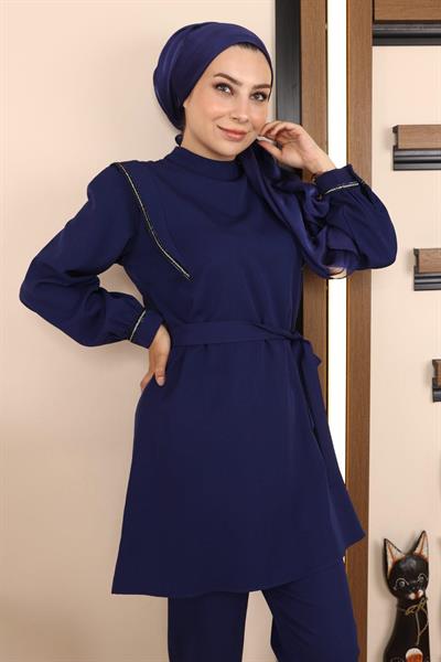 Şerit Detaylı Takım İndigo 19132