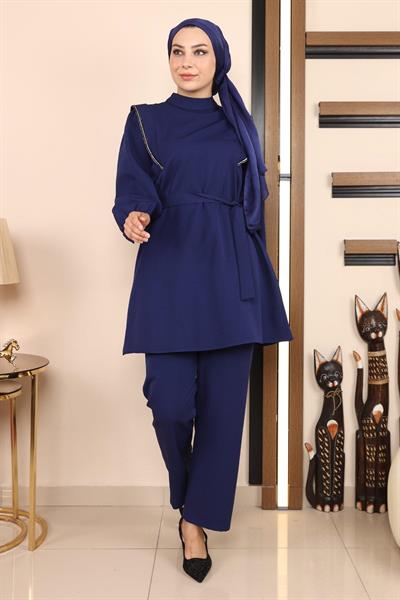 Şerit Detaylı Takım İndigo 19132