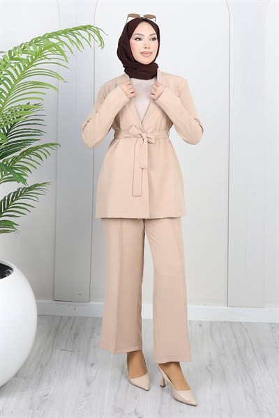 Soft Blazer Takım Bej 19389