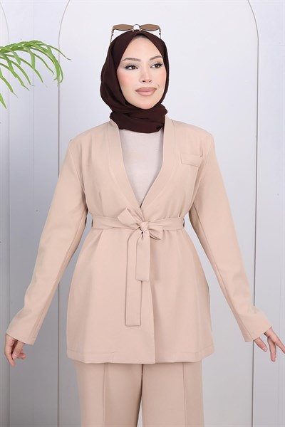 Soft Blazer Takım Bej 19389