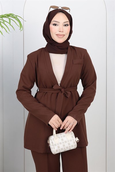 Soft Blazer Takım Kahverengi 19389