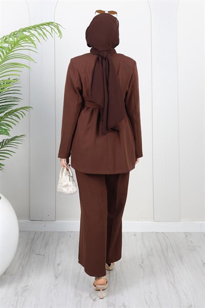 Soft Blazer Takım Kahverengi 19389