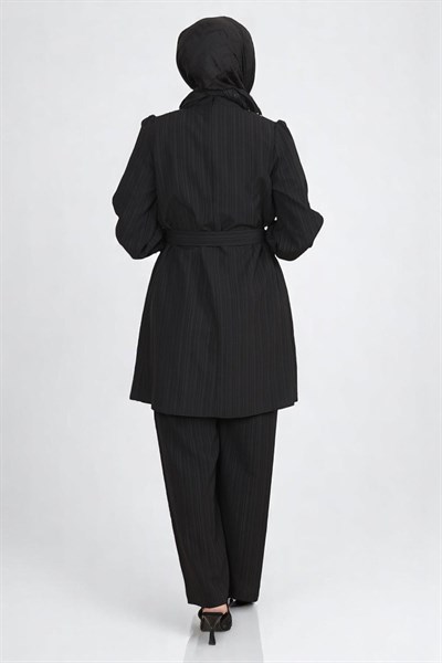 Taş Detaylı Kemerli Takım Siyah 19104