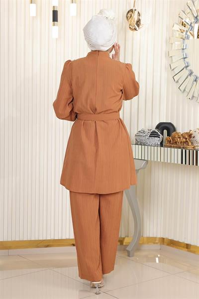 Taş Detaylı Kemerli Takım Taba MSW19104-4