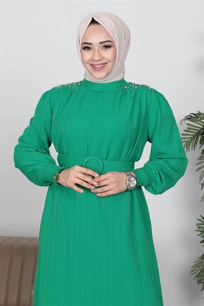 Taş Detaylı Kemerli Takım Yeşil MSW19112