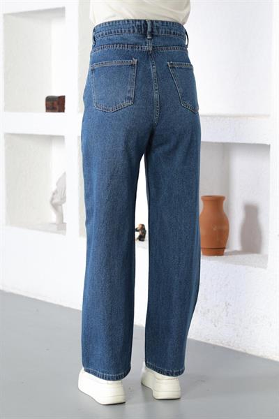 Taş Detaylı Kot Pantolon Koyu Kot 6043