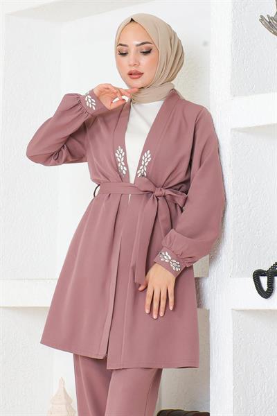 Taş Detaylı Takım Gül Kurusu MSW19203-3