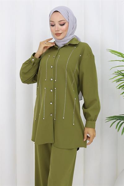 Taş Detaylı Takım Haki 19266